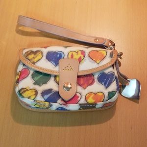 Colorful Dooney and Bourke wristlet